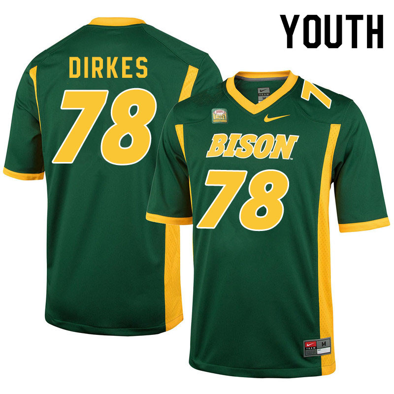 Youth #78 Nate Dirkes North Dakota State Bison College Football Jerseys Sale-Green